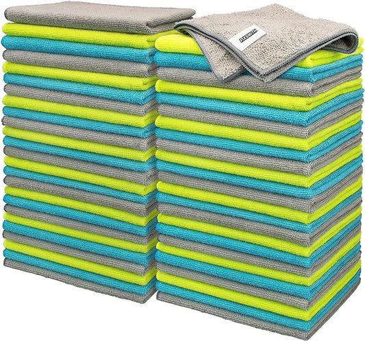 FIXSMITH Microfiber Cleaning Cloth - Pack of 50, Microfiber Towels for Cars 16 x 12 in, Highly Absorbent Cleaning Rags, Lint-Free, Streak-Free Cleaning Cloths for Car Kitchen Home Office