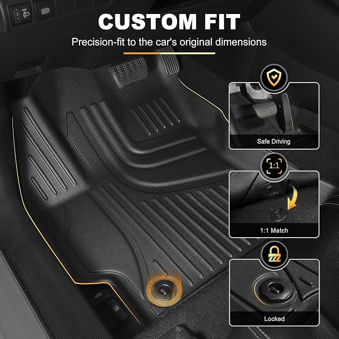 AOMSAZTO Floor Mats Compatible with Toyota Corolla Sedan 2014-2019, Heavy Duty TPE All Weather Automotive Floor Mats, 1st & 2nd Row Full Set Floor Liners, Anti Skid Car Mats(not fit for Hatchback) | Custom Fit Floor Liners All-weather Protection Waterp...