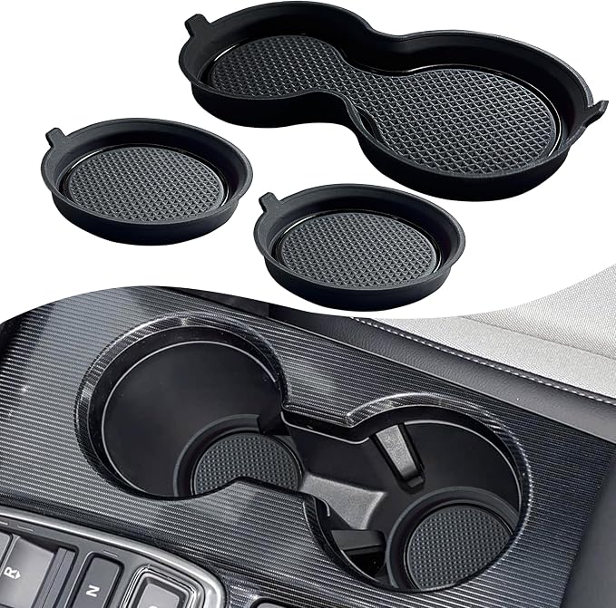 for Honda Civic Accessories 2026 2025 2024 2023 2022 Cup Holder Inserts Center Console Liner 3D Silicone Cup Holder Coaster Protector Mat Pad Non-Slip Interior Decoration for Civic 3Pcs (Black)