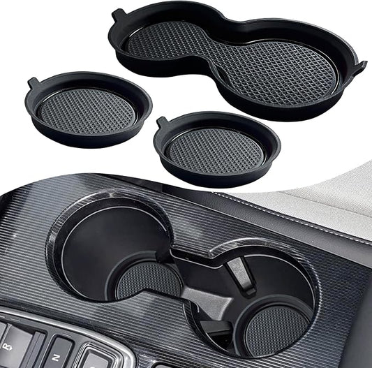 for Honda Civic Accessories 2026 2025 2024 2023 2022 Cup Holder Inserts Center Console Liner 3D Silicone Cup Holder Coaster Protector Mat Pad Non-Slip Interior Decoration for Civic 3Pcs (Black)