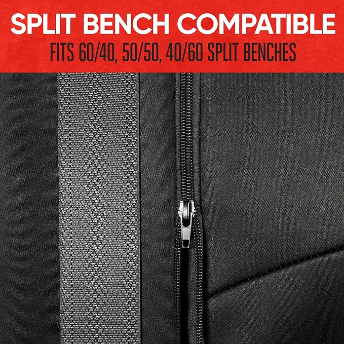 Motor Trend Neoprene Waterproof Seat Covers for Cars, Trucks, & SUV – Black Automotive Interior Protectors - Rear Split Bench Protector for Kids Dogs & Pets – Forros para Asientos de Carro