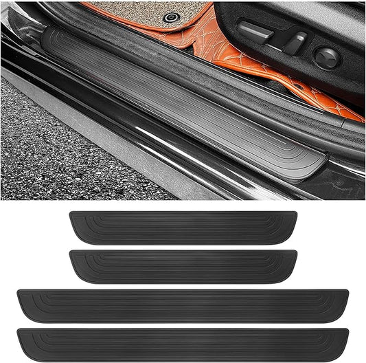 4PCS Car Door Sill Protector,Anti-Scratch Rubber Car Door Protector Edge Guards for Door Steps,Universal Waterproof Door Threshold Strips Exterior Accessories for Car Truck SUV (Black, Width 2.36")