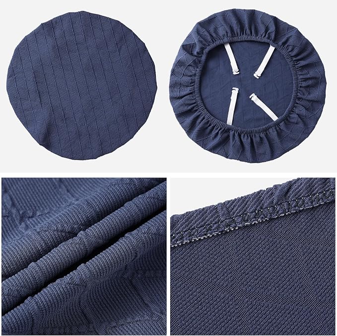Fuloon Stretch Chair Seat Covers 6 PCS, Removable Washable Dining Chair Covers Anti-Dust Dining Room Seat Cushion Slipcovers (6, Navy Blue)