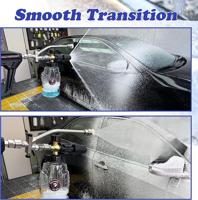 Tool Daily Pressure Washer Foam Cannon with Dual Connector, 1 Liter | Double Tip Attachment for Soap Cannon, 5 Power Washer Nozzle Tips, 1/4 Inch Quick Connect
