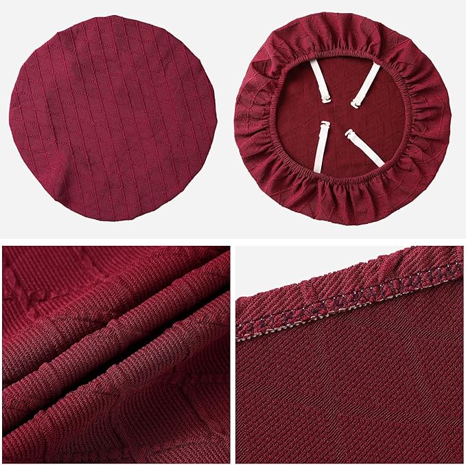 Fuloon Stretch Chair Seat Covers 6 PCS, Removable Washable Dining Chair Covers Anti-Dust Dining Room Seat Cushion Slipcovers (6, Burgundy)