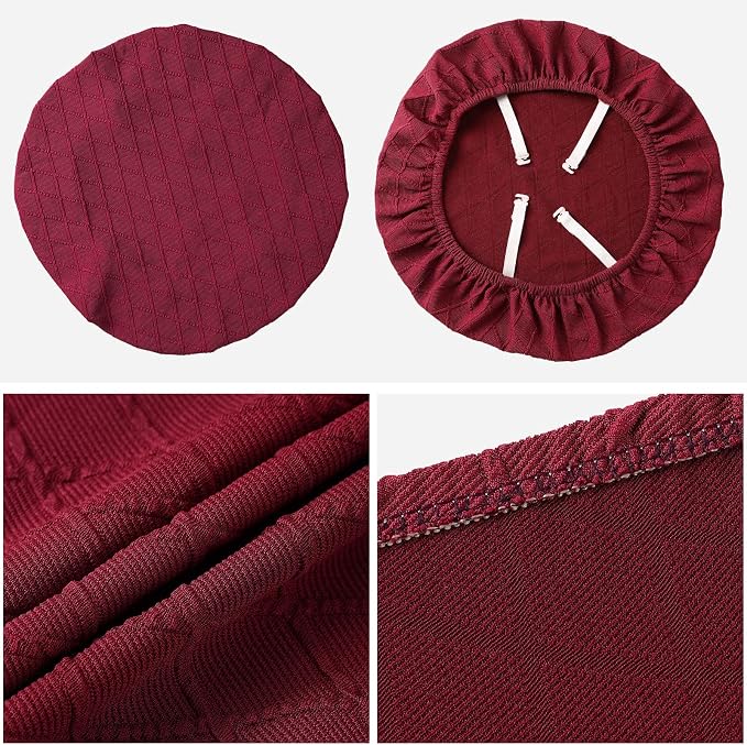 Fuloon Stretch Chair Seat Covers 4 PCS, Removable Washable Dining Chair Covers Anti-Dust Dining Room Seat Cushion Slipcovers (4, Burgundy)