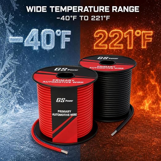 GS Power 100ft CCA 18 Gauge Wire Automotive, 50ft Spool-Red/Black, 18 AWG 12v, Speaker Electrical Wire Low Voltage Primary for Car Stereo Audio Trailer Harness Hookup Wiring LED Light DIY