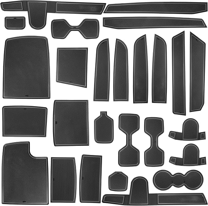 Cup Holder Insert for Telluride Accessories 2025 2024 2023 2022 2021 2020 Center Console Liners Door Pocket Slot Mats Non-Slip Anti Dust Pads Premium Interior 26Pcs Set (Gray Trim)