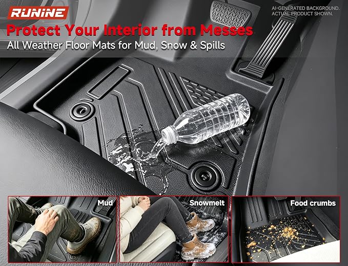 Floor Mats for Toyota RAV4 2019-2023 2024 2025 (Not for Hybrid), All Weather Protection Custom Floor Mats Trunk Cargo and Car Windshield Cover Set for Car Accessories,Car Floor Liners Set