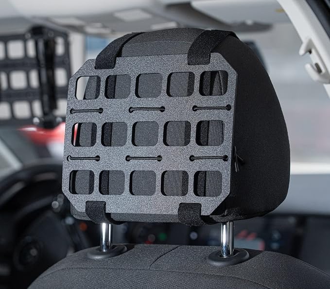 TACNEX Car Headrest Organizer MOLLE Panel for Vehicle Seat Back EDC Pouch Tool Holster Bag Gadget Holder Backpack Insert Panel Tactical Gear Rack Truck Equipment Plate Modular Storage Shelf