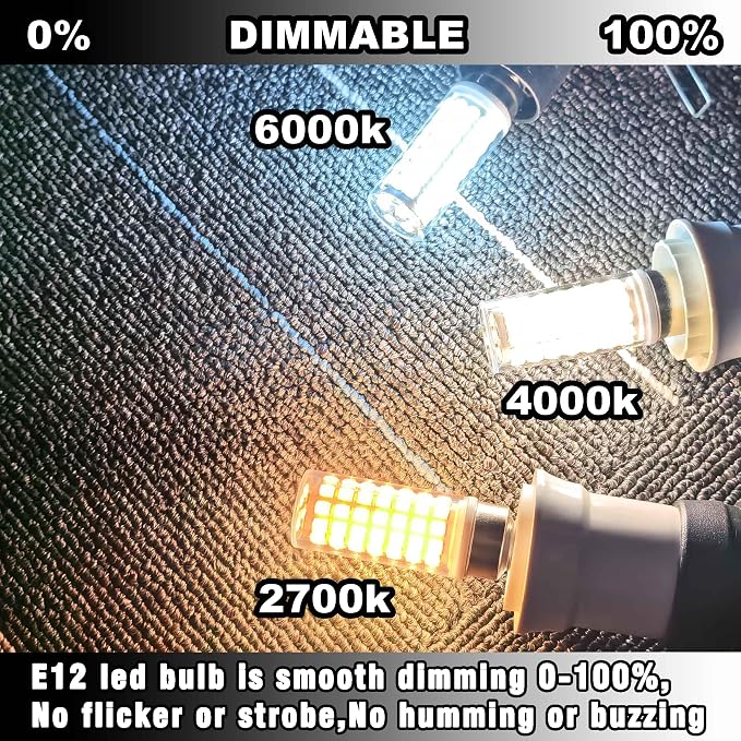 6W Dimmable E12 Ceiling Fan Bulb Natural White 4000K Candelabra Base,4 Pack | AC120V, Equivalent 60W, T6 C7 Candle Small Base for Desk lamp Outdoor Wall Sconce Chandelier Pendant Vanity Lighting, 600lm