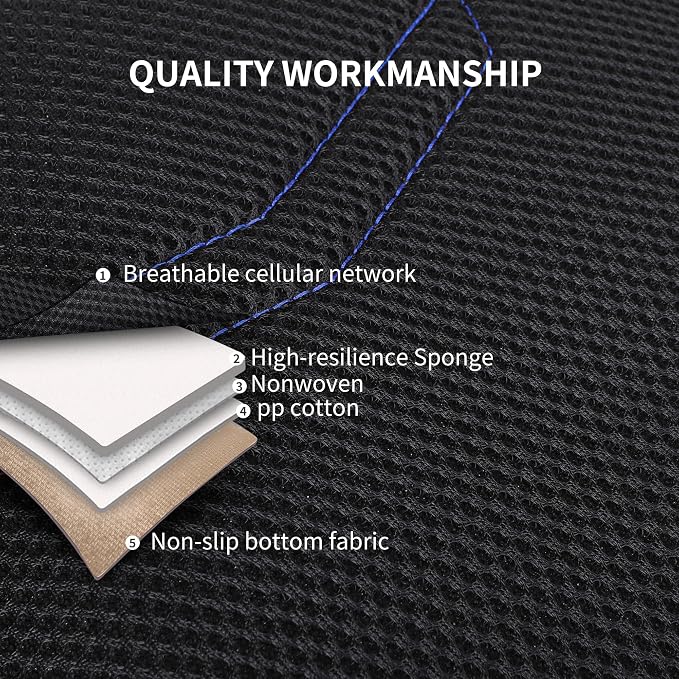 HChengkikz Car Seat Cover, Breathable and Sporty (Black + Blue) | Leather, Universal Fit for Most SUVs, Cars, Sedans, Trucks, Airbag Compatible, Easy to Install