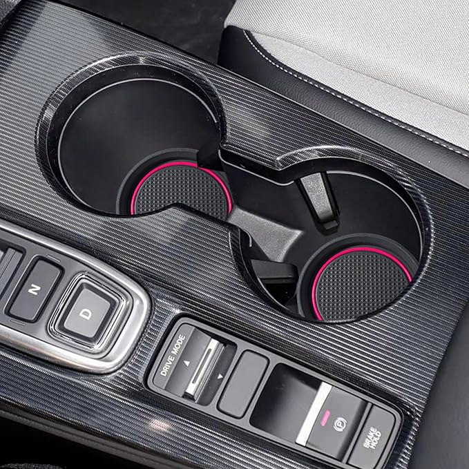 for Honda Civic Accessories 2026 2025 2024 2023 2022 Cup Holder Inserts Center Console Liner 3D Silicone Cup Holder Coaster Protector Mat Pad Non-Slip Interior Decoration for Civic 3Pcs (Pink)