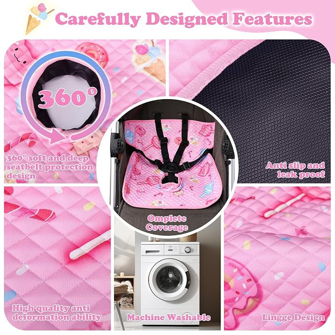Babenest Car Seat Potty Protector Cover -Waterproof Carseat Training Liner for Baby &Toddler Shower Gift, Dry Piddle Pee Pad with Fun Designs for Strollers & Infant Car Seats (2pcs Pink)