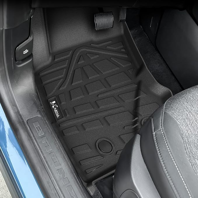 KARPAL Floor Mats for 2021-2026 Ford Bronco 4 Door (Not for Sport), Custom Fit TPE All Weather Ford Bronco Accessories 1st&2nd Row Floor Liner & Cargo Liner & Backrest Mat
