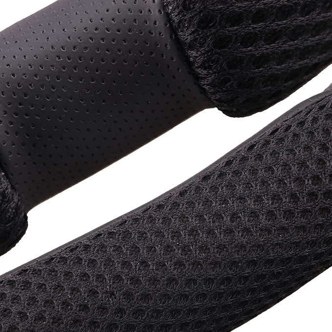 Auto Steering Wheel Cover Hand Pad Cushion Slip-on Universal Fit 15'' / 38 cm (Black)