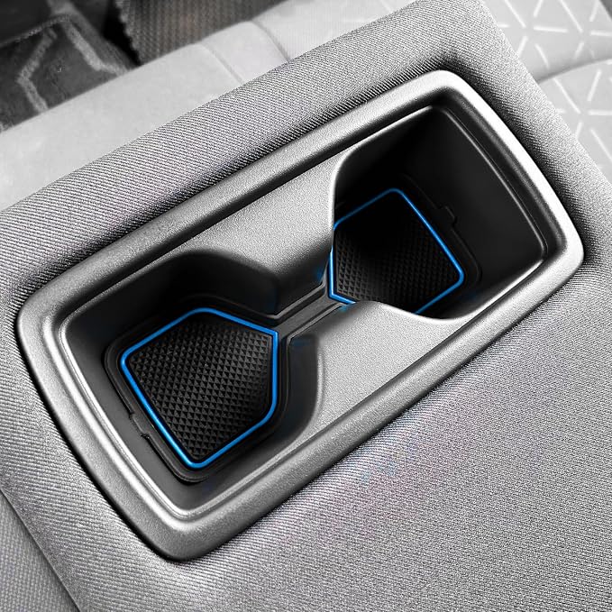 3D Cup Holder Inserts for Toyota RAV4 Accessories 2025 2024 2023 2022-2019 | Silicone Cup Coaster Mats Pad, Center Console Liner, 2Pcs, Blue Trim