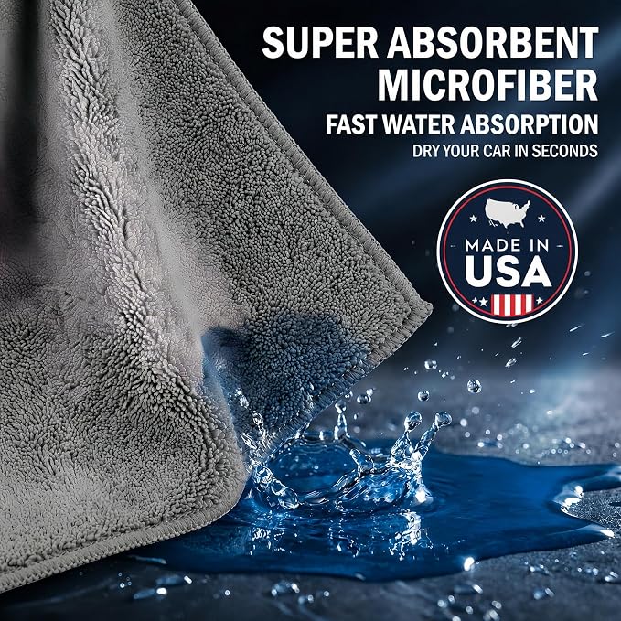 2 Pack Professional Large Microfiber Car Drying Towels (31" x 24"), Microfiber Towels for Cars, Scratch Free, Lint Free, Highly Absorbent Quick Drying Towel Cloth for Cars, Trucks Boats, Car Detailing