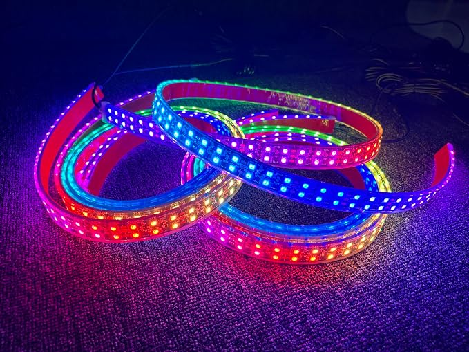 2PCS 5FT RGB Dream Color Chasing LED Light Strips with App & Remote Control, Double Row 1.4M Addressable LED Tape Lights Fit for Polaris Slingshot, Truck, SUV, Fender, Underbody, Hood Accent Lighting