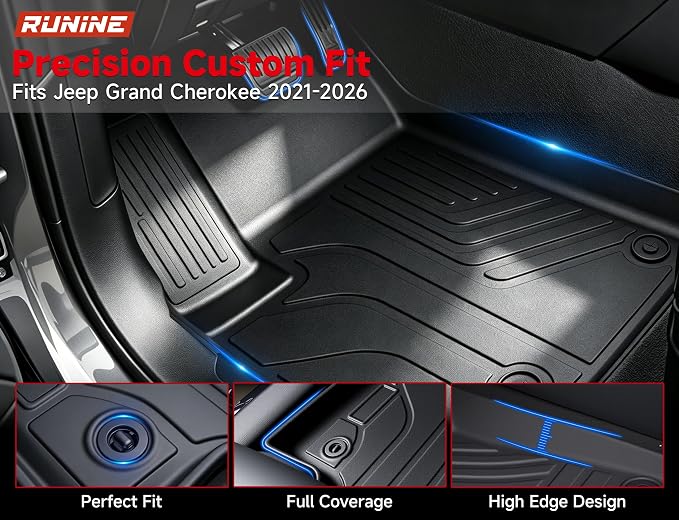 Floor Mats Cargo Liner Fit for 2021-2026 Jeep Grand Cherokee L (Only for 6-Seater w/o 2nd Row Center Armrest), All Weather Car Floor Liners Trunk Cargo Liner Car Accessories