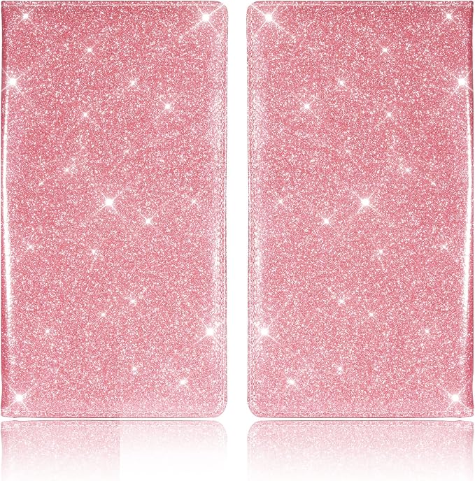 TOURSUIT Car Registration & Insurance Card Holder, Glitter Pink | Vehicle License Document Organizer, Glove Box Compartment, Interior Car Accessories, For Women Men