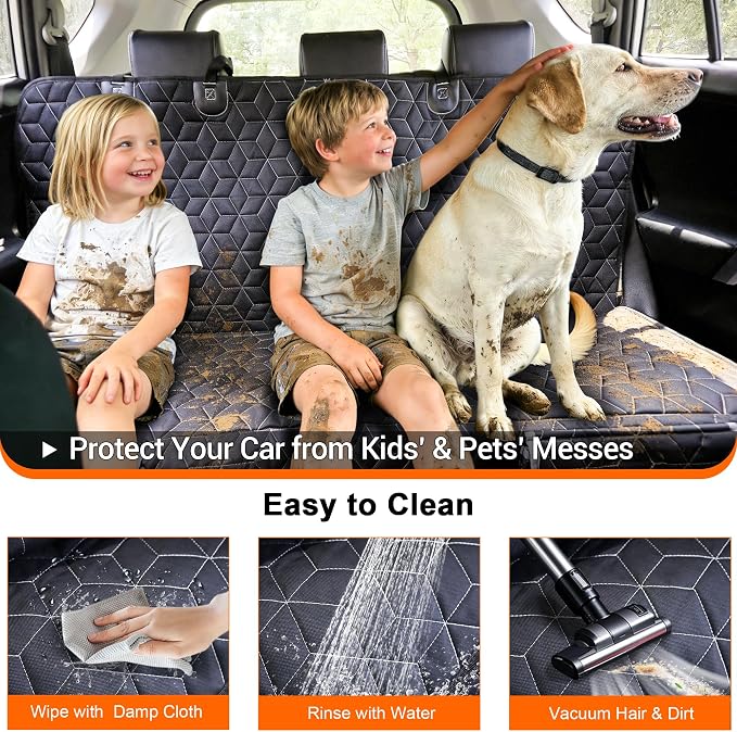 Meginc Dog Car Seat Cover for Back Seat, Waterproof Non-Slip Bench Protector for Dogs, Durable 600D Scratch Proof Seat Cover for Hair, Scratches, Travel and Daily Use in Mid-Size Cars, Mid-Size SUVs
