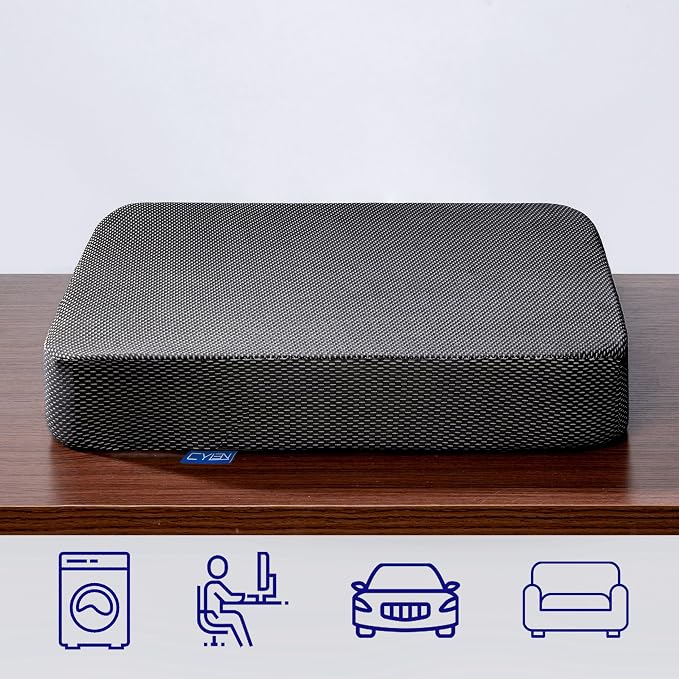 Ifoam Gel Infused Memory Foam Layer Wheelchair Cushion - Seat Cushion for Wheelchair-Office Chair, Kitchen Chair-Pressure Sore and Tailbone Pain Relief-High Dense Polyfoam Base (Black, 20×20×4 inch)