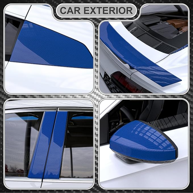 Lypumso 6D Carbon Fiber Vinyl Wrap Roll, Glossy Car Wrap Film Featuring Bubble Free Air Release Technology, Car Moto DIY Interior Exterior Decoration (Carbon Fiber Blue, 1ft x 10ft)