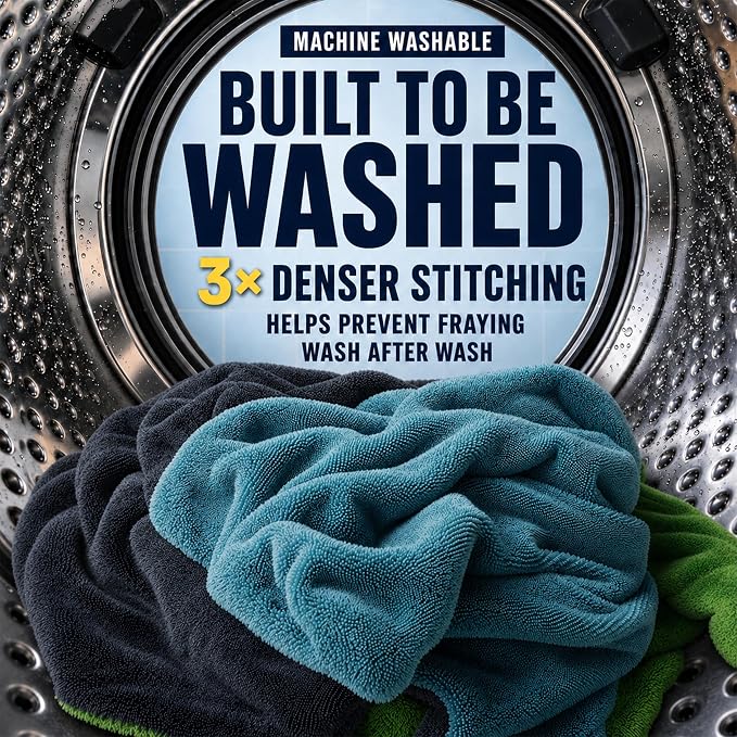 teworld® 2-Pack Car Drying Towels, Large 36 x 28 Inch, 1300 GSM, Dual-Color | Twisted Loop Microfiber Towel for Cars - Absorbent Car Dry Towel and Car Wash Towel for Streak-Free, Paint-Safe Car Detailing