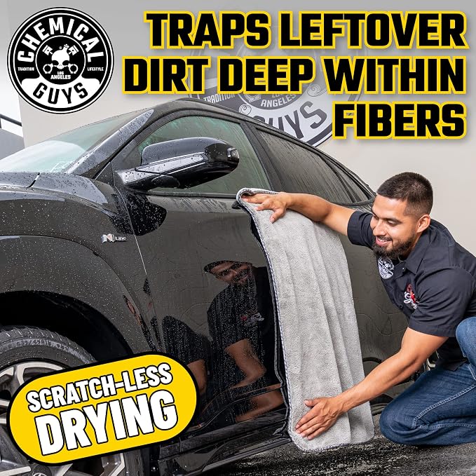 Chemical Guys, Woolly Mammoth Large Microfiber Drying Towel, 36 x 25 in | Ultra-plush oversized towel soaks up water fast to dry the whole vehicle, soft and scratch-free on paint