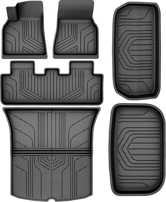 YITAMOTOR Floor Mats for Tesla Model Y 5 Seater 2024-2020, Custom Fit All Weather Floor Liners, Automotive Interior TPE Cargo Liner Frunk Mat Accessories for Model Y (NOT for Juniper), 6 Pcs Mats Set