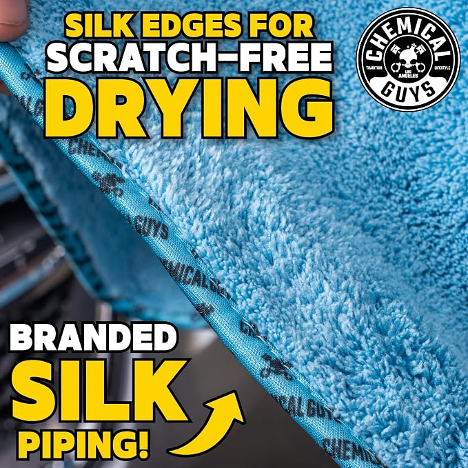 Chemical Guys, Woolly Mammoth Large Microfiber Drying Towel, Blue, 36 x 25 | Ultra-plush oversized towel soaks up water fast to dry the whole vehicle, soft and scratch-free on paint