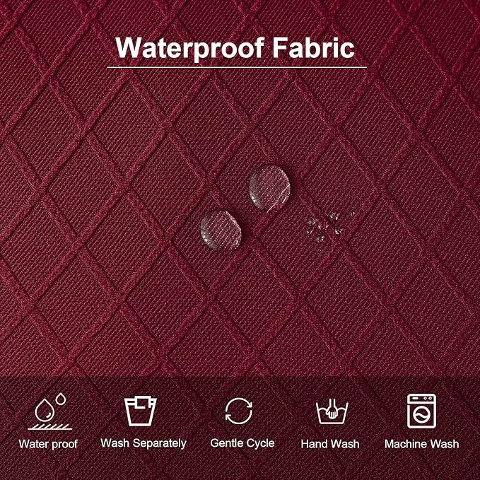 Genina Waterproof Seat Covers for Dining Room Chairs Covers Dining Chair Cover Kitchen Chair Covers (Wine Red, 2 Pcs)