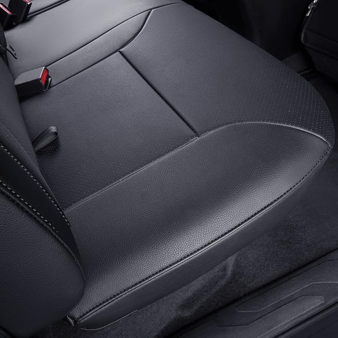LUCKYMAN CLUB Rear Seat Covers Custom Fit for 2024 2025 Tacoma Crew Cab with Faux Leather (Black Rear)