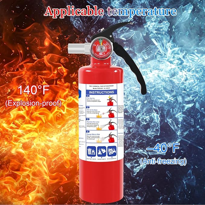 4 Pack ABC Dry Chemical Fire Extinguishers with Mount | 2.5 lb 1A:10B:C Rating for Home, Car, Boat, Quick Release Handle, Compact & Portable Dry Powder Extinguisher