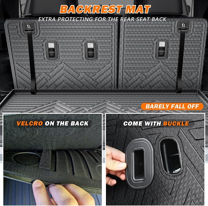 KUST Floor Mats for 2023-2026 Honda Pilot Accessories | Front Rear Floor Liners, Cargo Trunk Mat, Backrest Mat, Door Sill Protectors, TPE Rubber, Raised Edge, Extra Heel Pad Plate