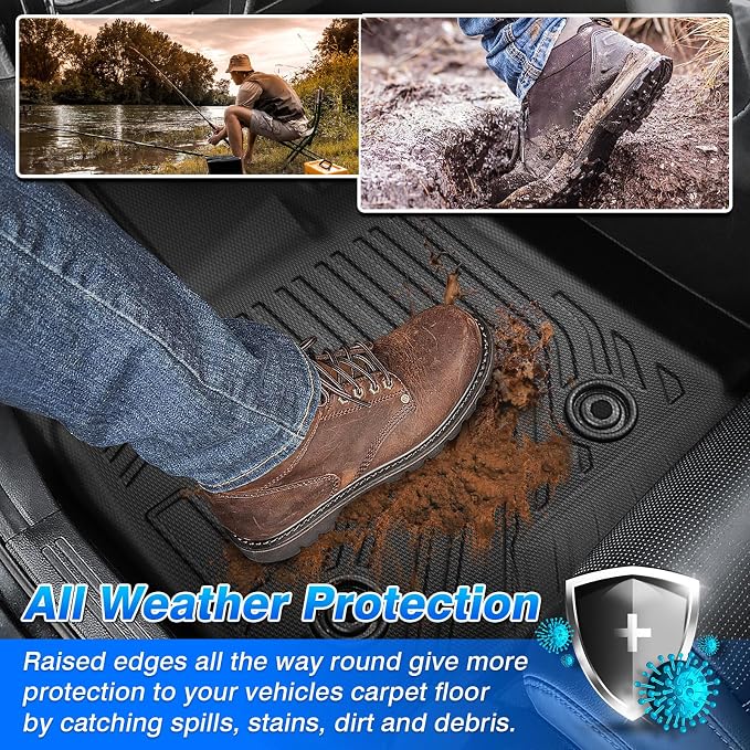 Cartist Floor Mats Fit for GMC Acadia 2017-2023 6-Passenger, All Weather Floor Mat & and Cargo Liner for Acadia Accessories, Heavy Duty Carpet Protection