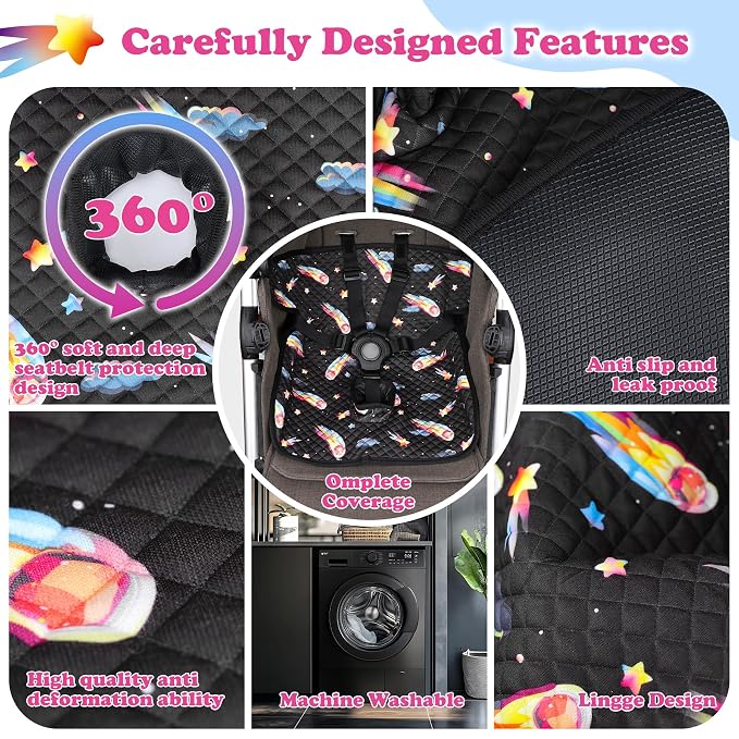Babenest Car Seat Potty Protector Cover -Waterproof Carseat Training Liner for Baby &Toddler Shower Gift, Dry Piddle Pee Pad with Fun Designs for Strollers & Infant Car Seats (2pcs Meteor-Black)