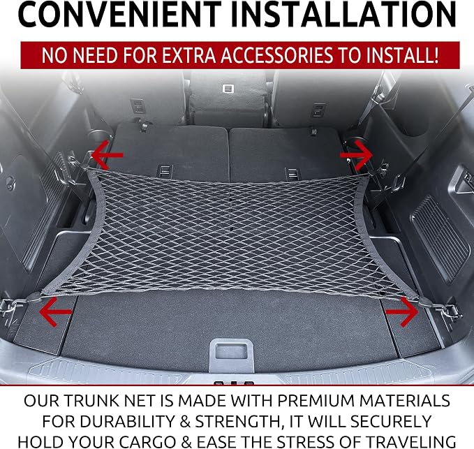 Floor Style Trunk Cargo Net for Ford Explorer Base ST XLT Limited 2020-2026 - Car Accessories - Premium Trunk Organizers and Storage - Cargo Net for SUV - Vehicle Carrier Organizer for Ford Explorer