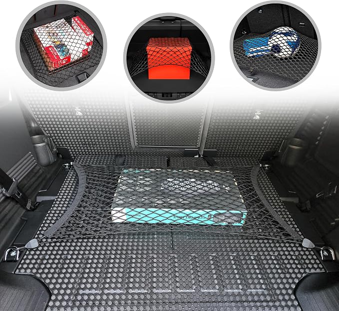 Floor Style Automotive Elastic Trunk Mesh Cargo Net for Land Rover Defender 2020-2025- Premium Trunk Organizers and Storage - Luggage Net for SUV - Best Car Organizer for Land Rover Defender