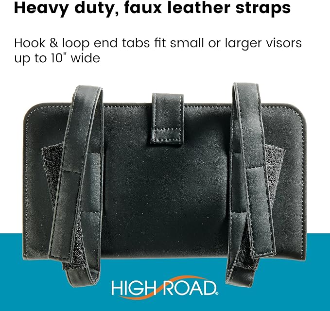 High Road Car Visor Organizer and Registration and Insurance Card Holder | Faux Leather Visor Document Holder With 6 Clear Pockets for Receipts, Registration Paperwork and Insurance Cards