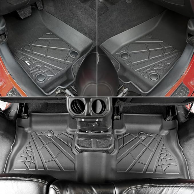 KARPAL Floor Mats & Cargo Liner for 2018-2026 Jeep Wrangler JL Unlimited 4-Door with Subwoofer (Not for JK/4XE), All Weather TPE Custom Fit Floor Liners Car Mats Accessories