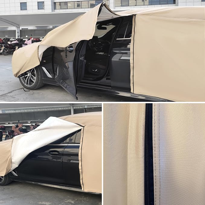 Heavy Duty Outdoor Car Cover Compatible with 2007-2026 Fiat 500,Windproof All Weather Waterproof Sun Rain UV Dust Snow Protection Outdoor Car Covers