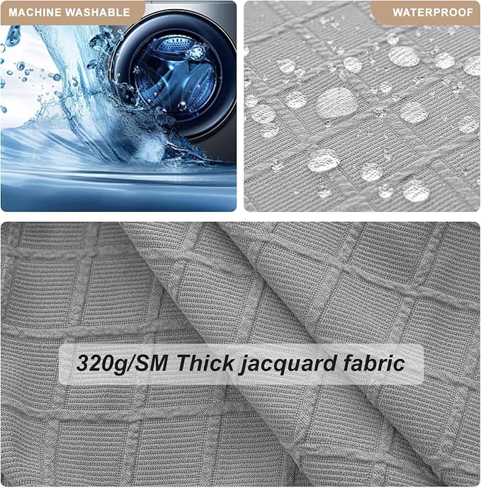 Genina Waterproof Seat Covers for Dining Room Chairs Covers Dining Chair Slipcovers Protector, No Rear Covers (Grey, 4 Pcs)