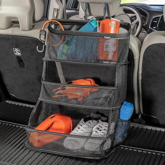 Car Storage Organizer – 3-Bin Hanging Organizer for SUV Trunk or Car Seat | High Road's Multipurpose Car Organizer Holds Driving Essentials, Kids Trip Needs or Emergency and Cleaning Supplies
