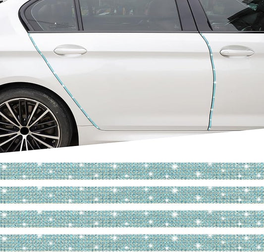 TOMALL Bling Car Door Guard Crash Bumper Crystal Anti-Scratch Strip Sticker Crystals Car Door Bumper Protector Accessory DIY for Interior and Exterior Decoration Styling Accessories (Lake Blue)