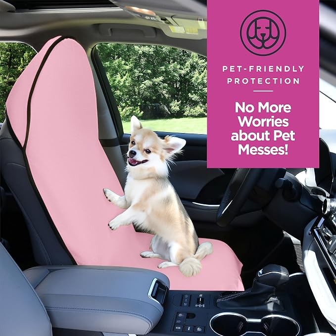 lebogner Car Seat Towel Cover for Post Gym Workout, Running, Swimming, and Hiking, 2 Pack Universal Fit Anti-Slip Waterproof Sweating Bucket Seat Protector for Cars, SUVs and Trucks, Pink