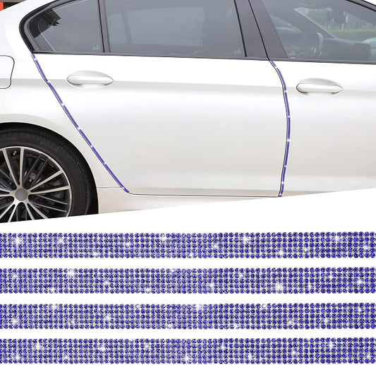 TOMALL Bling Car Door Guard Crash Bumper Crystal Anti-Scratch Strip Sticker Crystals Car Door Bumper Protector Accessory DIY for Interior and Exterior Decoration Styling Accessories Blue