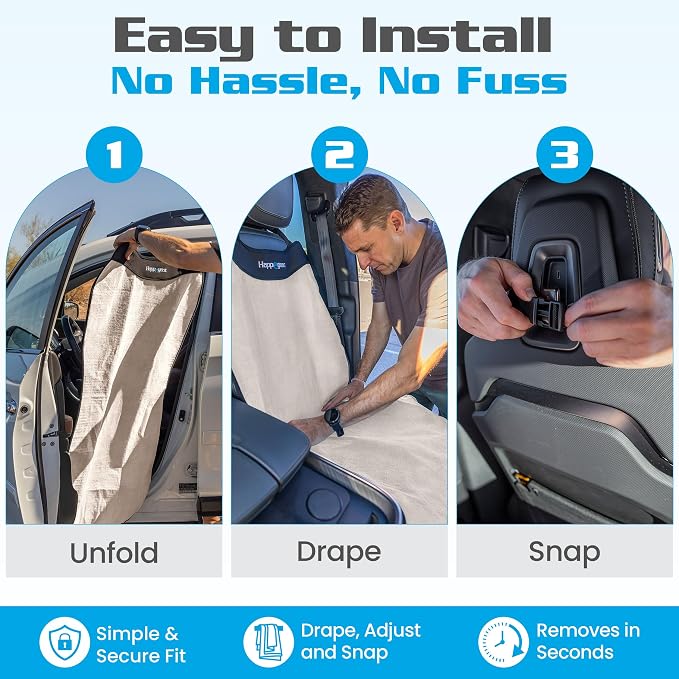 HAPPEGEAR Happeseat Waterproof Car Seat Cover & Protector, Sand | Universal Fit, Car Seat Towel Cover, Non-Slip Backing, Machine Washable, Fits Front & Back, Easy Install & Storage