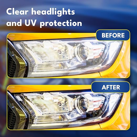 ATG Headlight Restoration Kit – Car Headlight Cleaner and Restorer for Plastic Lenses – Removes Haze and Yellowing – UV Protection – Easy to Use
